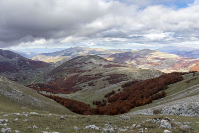 Scenic view of mountains against sky