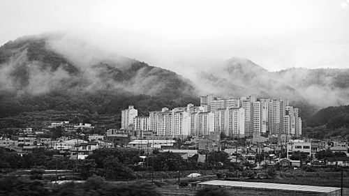 High angle view of cityscape against sky