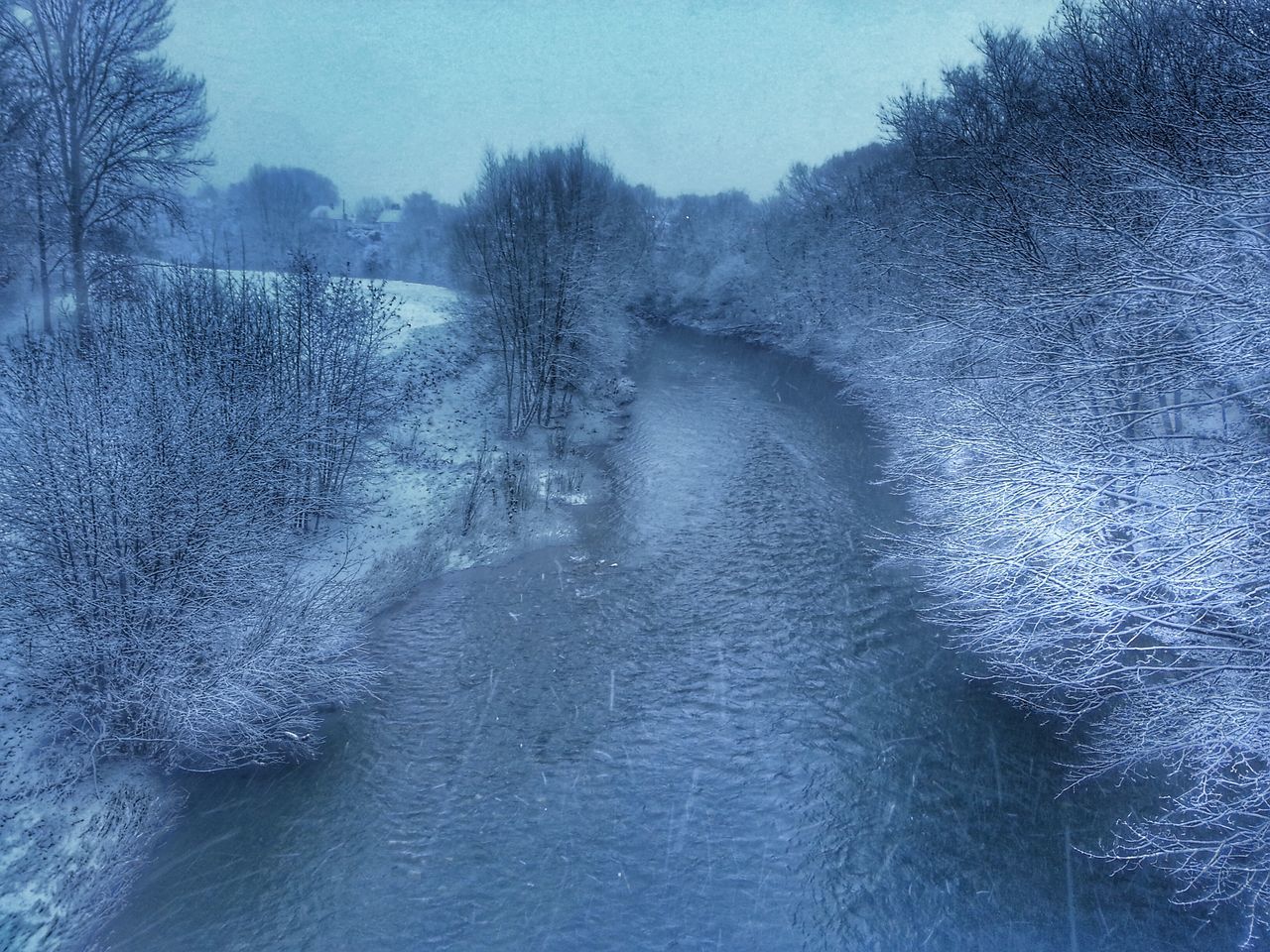 River Severn in Newtown, winter