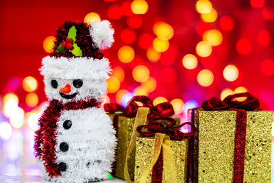 Close-up of christmas tree in snow
