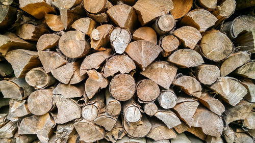 Full frame shot of wooden logs