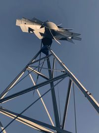 Low angle view of traditional windmill against clear sky