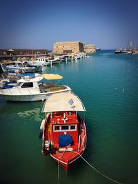 Boat sailing in sea