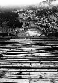 High angle view of buildings in town