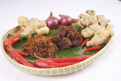 Close-up of fruits in plate