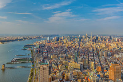 High angle view of cityscape against sky