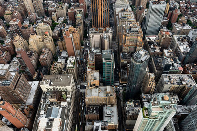 High angle view of city buildings