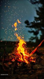 Bonfire against sky at night