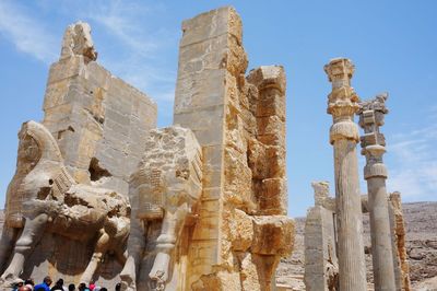 Low angle view of temple against sky