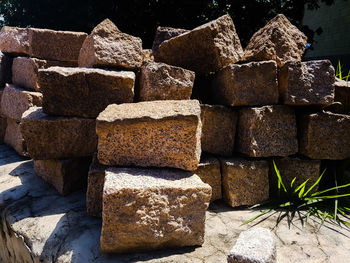 Stack of firewood in market