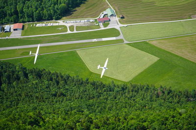 High angle view of glider airfield