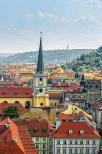 Aerial view of townscape against sky