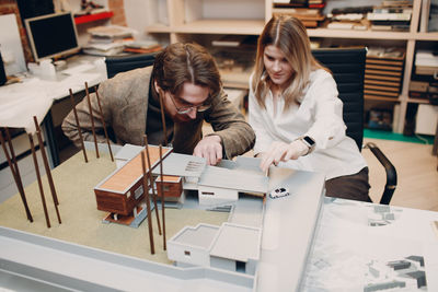 Woman working on table