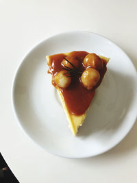 High angle view of breakfast in plate on table