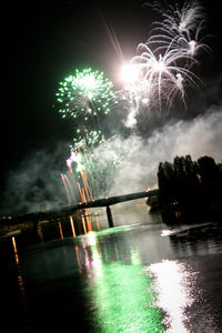 Firework display at night