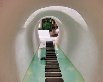 Empty staircase in tunnel