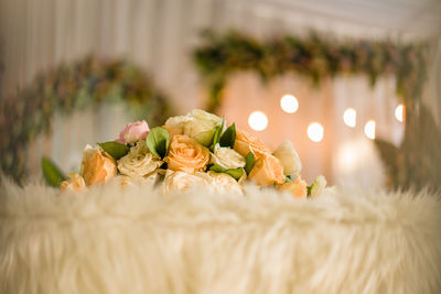 Close-up of christmas decorations on table