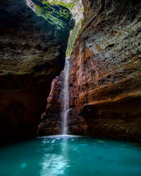 Scenic view of waterfall