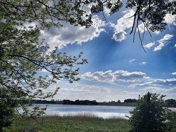 Scenic view of lake against sky