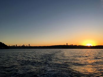 Scenic view of sea at sunset