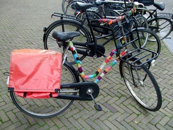 Bicycle parked in parking lot