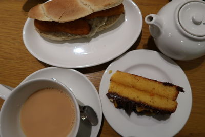 Close-up of breakfast served on table