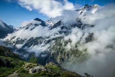 Scenic view of mountains against sky