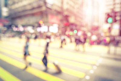 Defocused image of illuminated city street