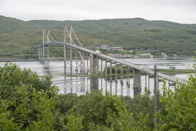 Bridge over river against sky