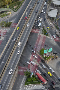 High angle view of traffic on road