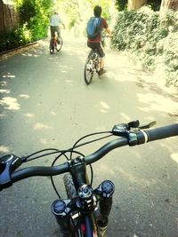 Bicycle parked on road