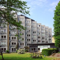 Low angle view of apartment building