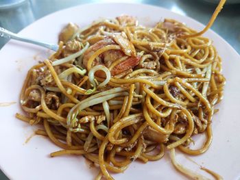 Close-up of noodles in plate