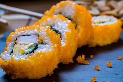 Close-up of sushi in plate