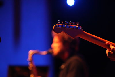 Musicians performing at stage theater