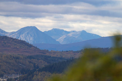 Scenic view of mountains against sky