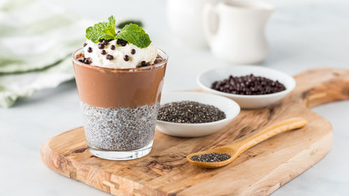 Close-up of dessert on table