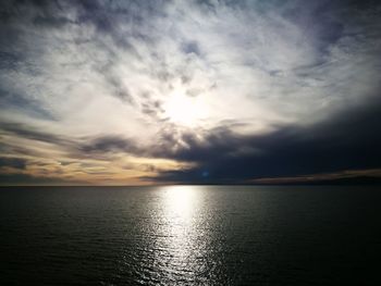 Scenic view of sea against sky at sunset