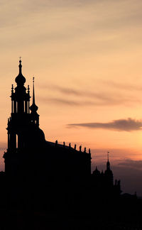 Silhouette of temple against sky during sunset