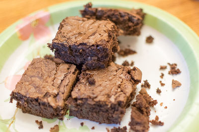 Close-up of chocolate cake in plate