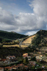 High angle view of townscape against sky