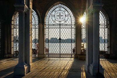 Sunlight streaming through window of building