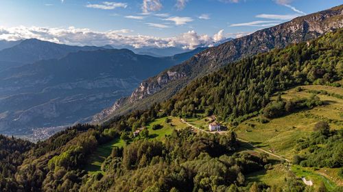 Panoramic view of landscape and mountains against sky