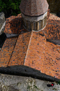 High angle view of building roof