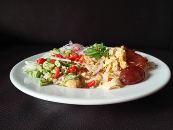 Close-up of food served in plate