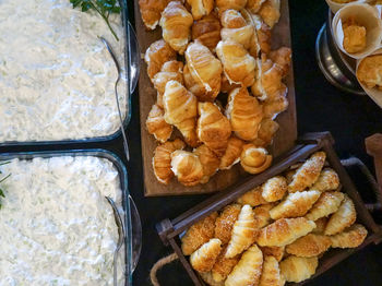 High angle view of food on table