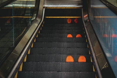 High angle view of escalator at railroad station