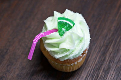 Close-up of icing on cupcake