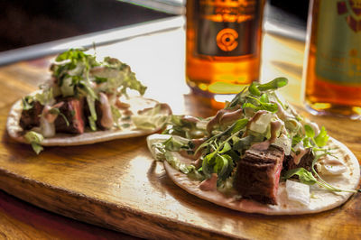 Close-up of salad in plate on table