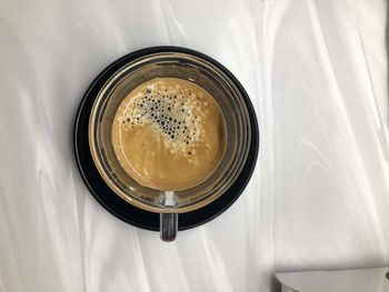 High angle view of coffee on table